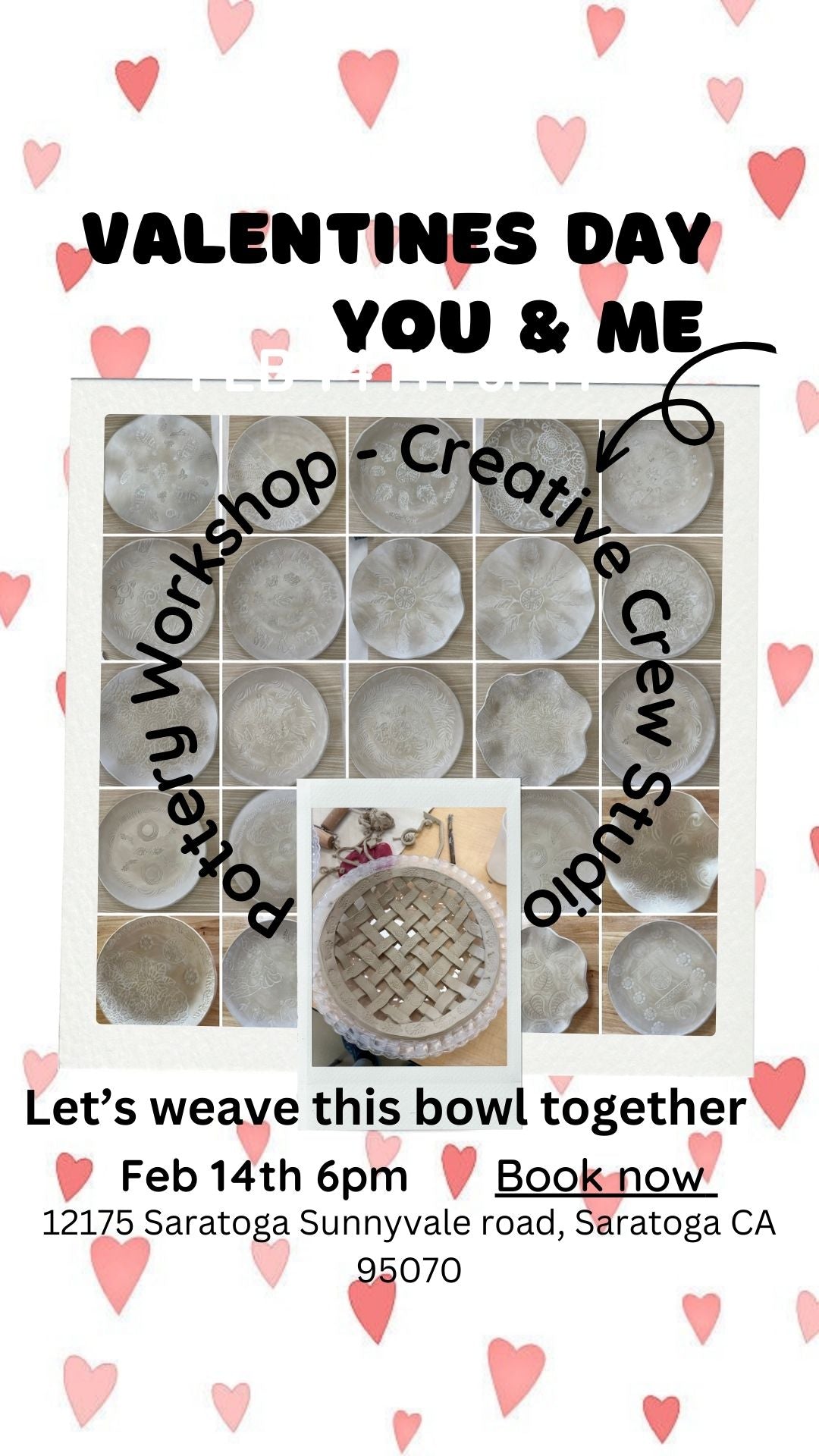 Valentines Day workshop-Hand building experience Feb 14th, 6pm